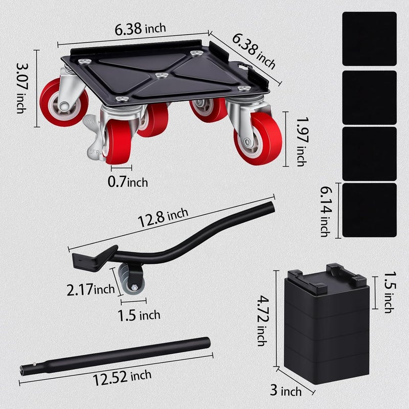 BTECH Heavy Furniture Movers with 5 Wheels Furniture Dolly Rotatable Wheel Dolly for Moving Furniture Lift Mover Tool Set Carbon Steel Panel Heavy Duty Dolly Maximum Load 3475 LBS - Image 4